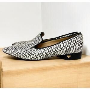 Tory Burch Pascal King Cobra Printed Leather Smoking Slipper Size 8M